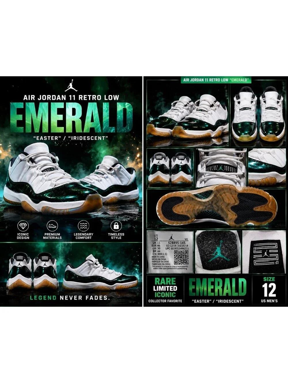 Size 12 - Air Jordan 11 Retro Low Emerald